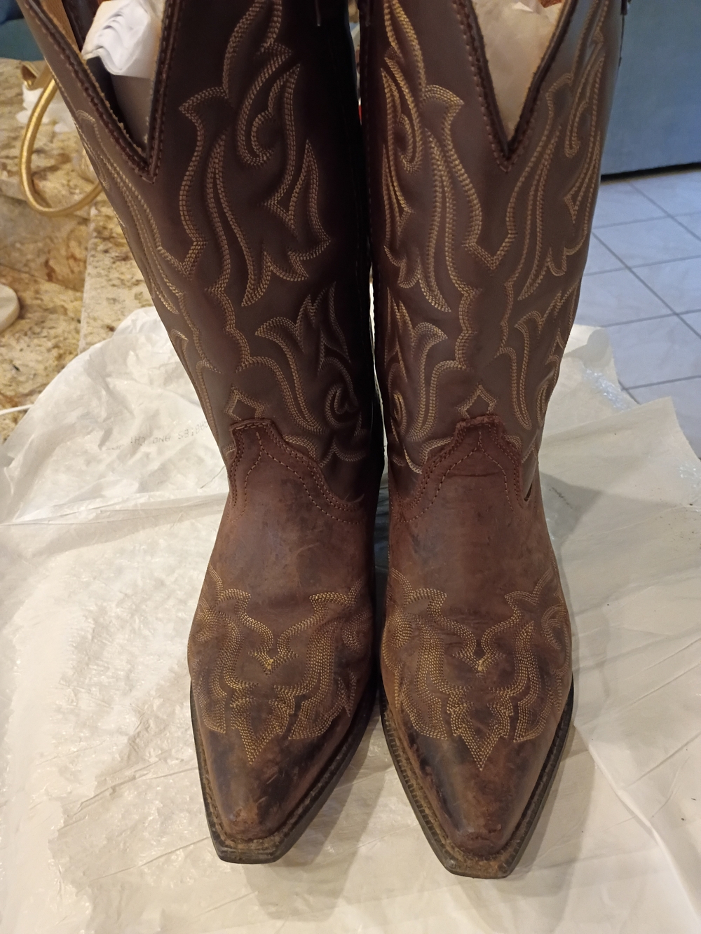 Laredo Brown Embroidered Western Cowboy Boots 10 Nice!